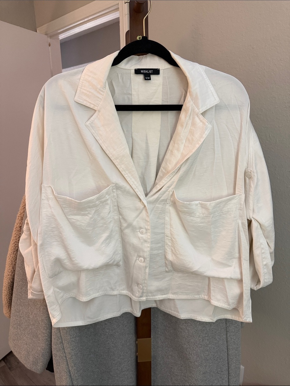 Wishlist Cream Relaxed Button-Front Pocket Shirt